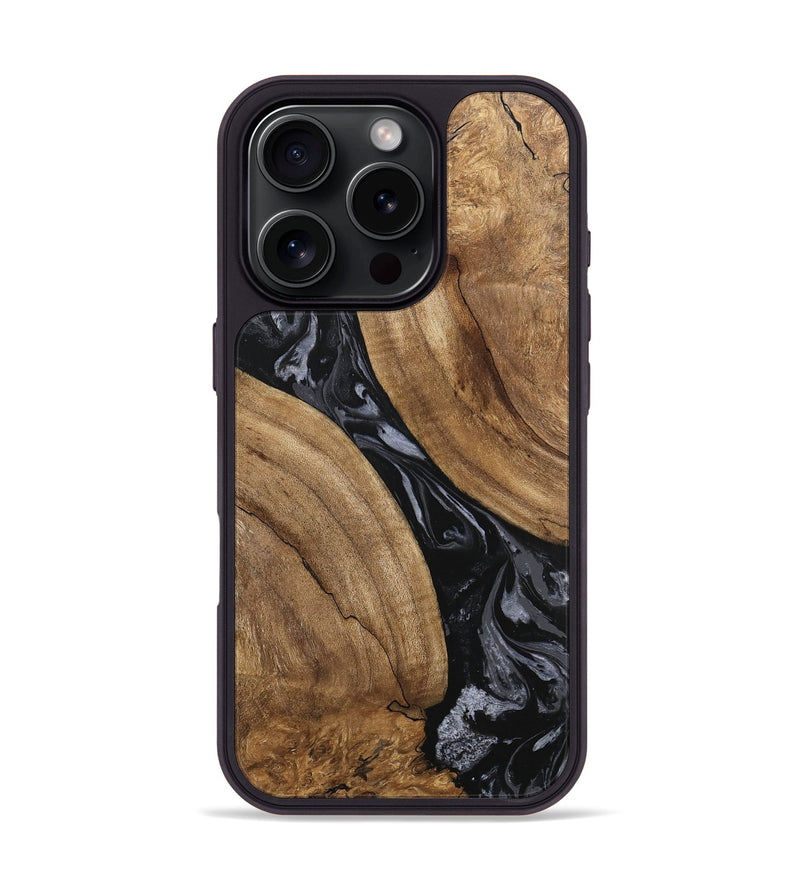 iPhone 16 Pro Wood Phone Case - Hyman (Black & White, 745919)