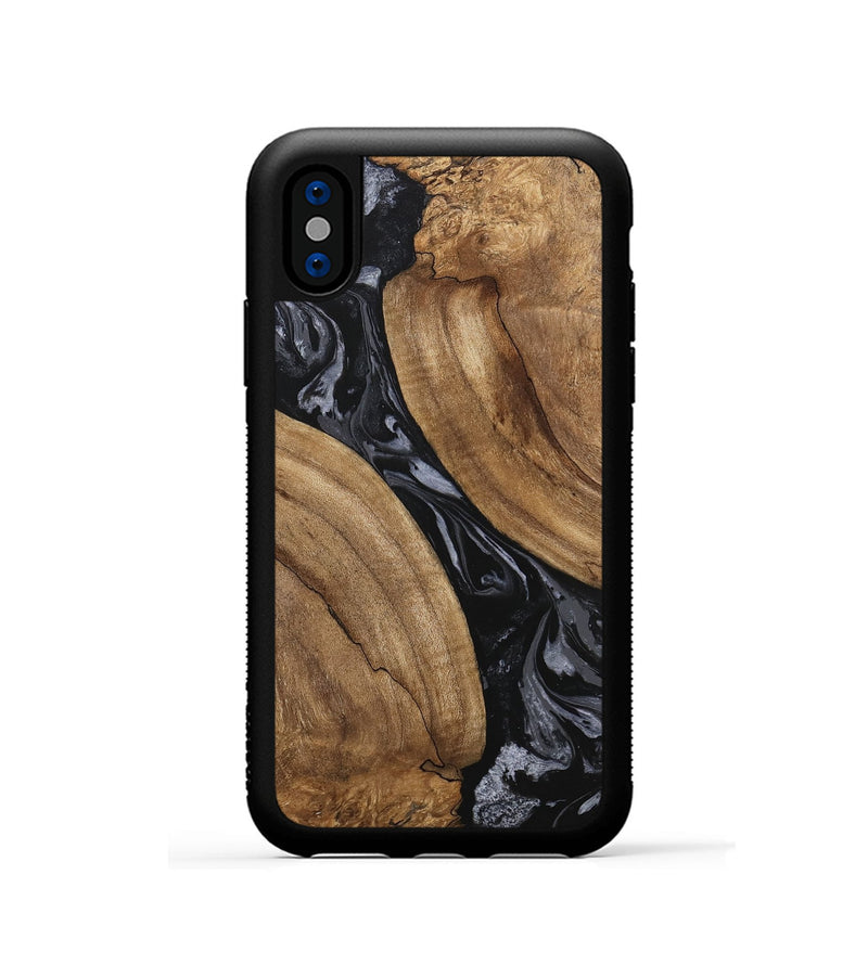 iPhone Xs Wood Phone Case - Hyman (Black & White, 745919)