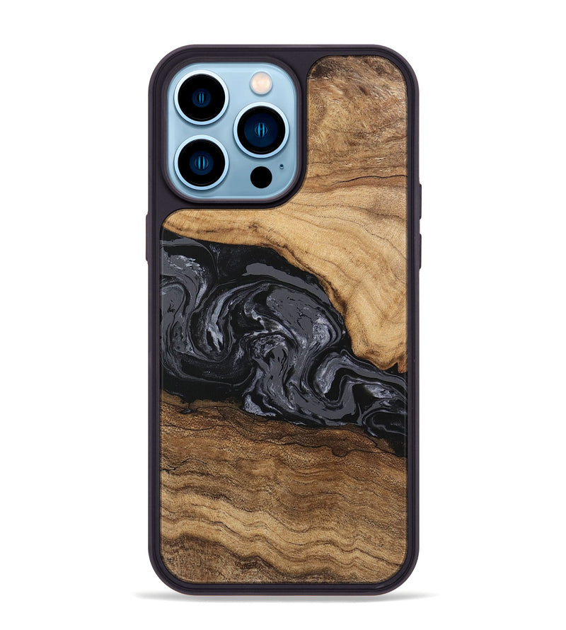 iPhone 14 Pro Max Wood Phone Case - Corrie (Black & White, 745921)