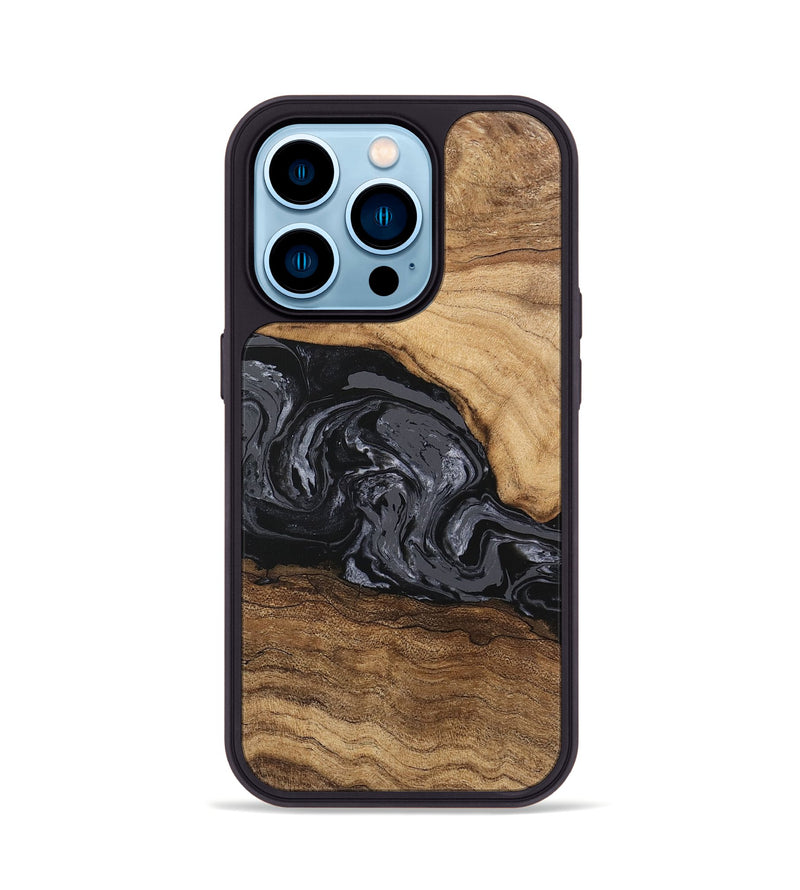 iPhone 14 Pro Wood Phone Case - Corrie (Black & White, 745921)