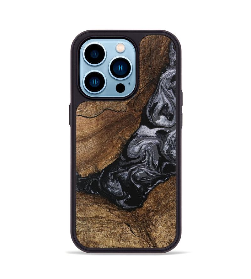 iPhone 14 Pro Wood Phone Case - Dollie (Black & White, 745922)