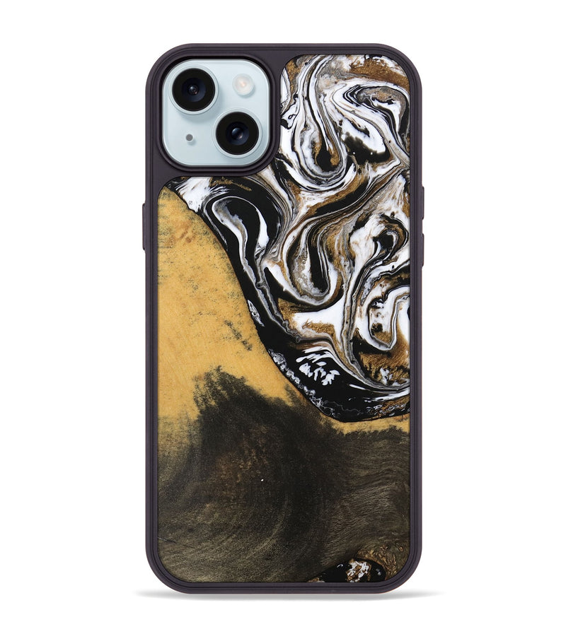 iPhone 15 Plus Wood Phone Case - Love (Black & White, 745925)