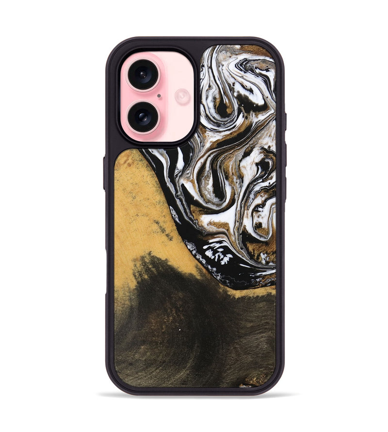 iPhone 16 Wood Phone Case - Love (Black & White, 745925)