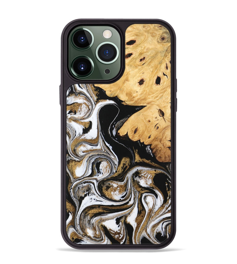 iPhone 13 Pro Max Wood Phone Case - Nallely (Black & White, 745926)