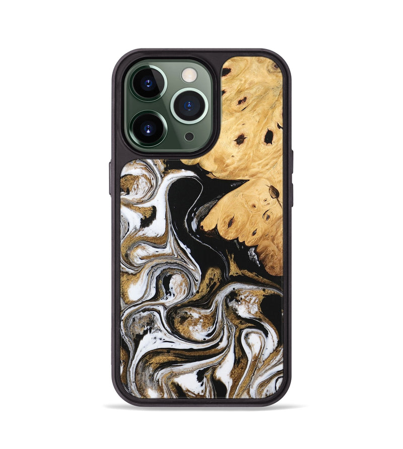 iPhone 13 Pro Wood Phone Case - Nallely (Black & White, 745926)