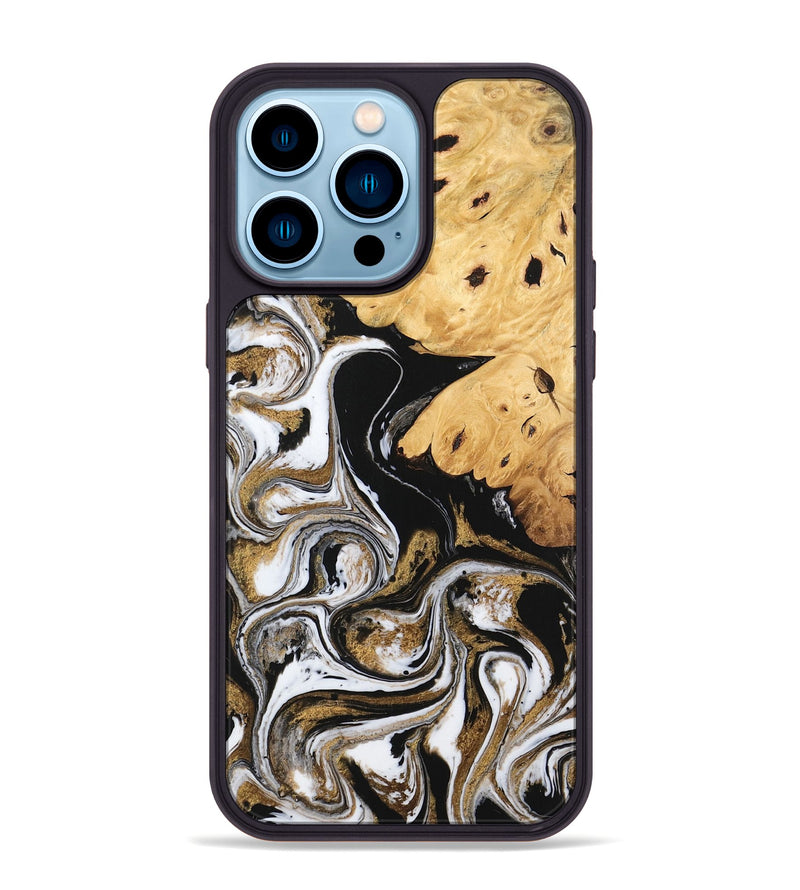 iPhone 14 Pro Max Wood Phone Case - Nallely (Black & White, 745926)