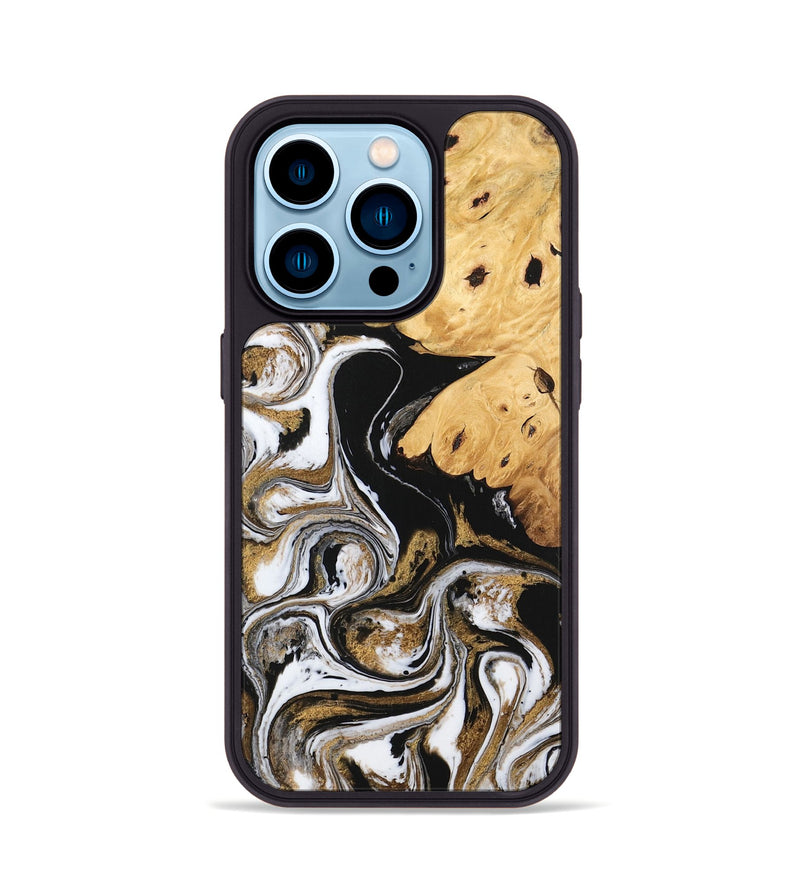 iPhone 14 Pro Wood Phone Case - Nallely (Black & White, 745926)