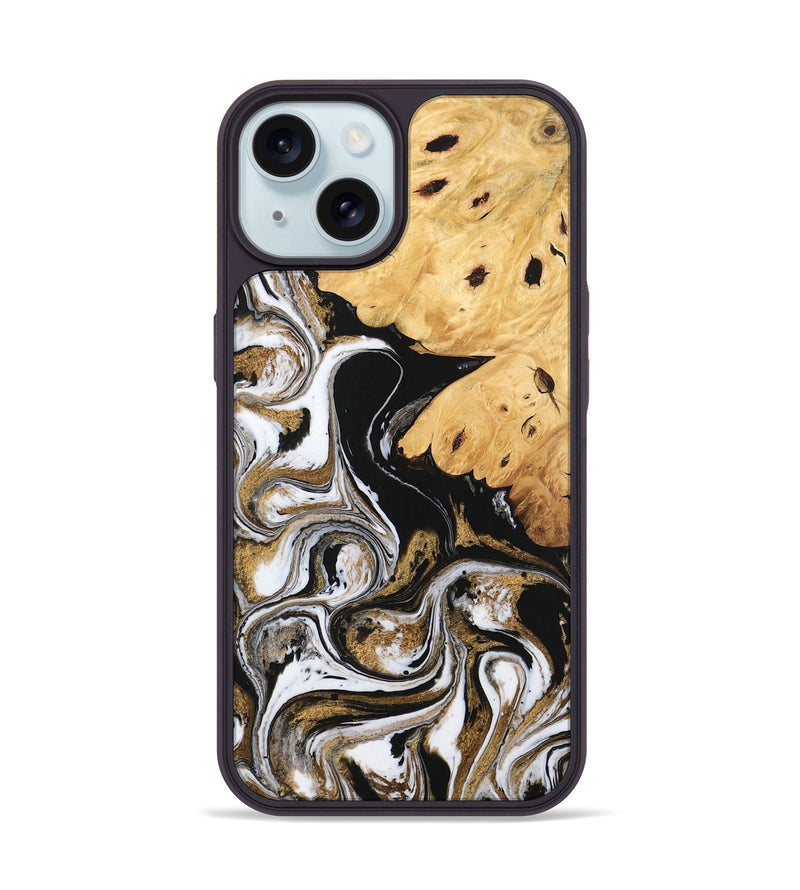 iPhone 15 Wood Phone Case - Nallely (Black & White, 745926)