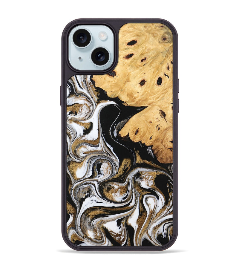 iPhone 15 Plus Wood Phone Case - Nallely (Black & White, 745926)