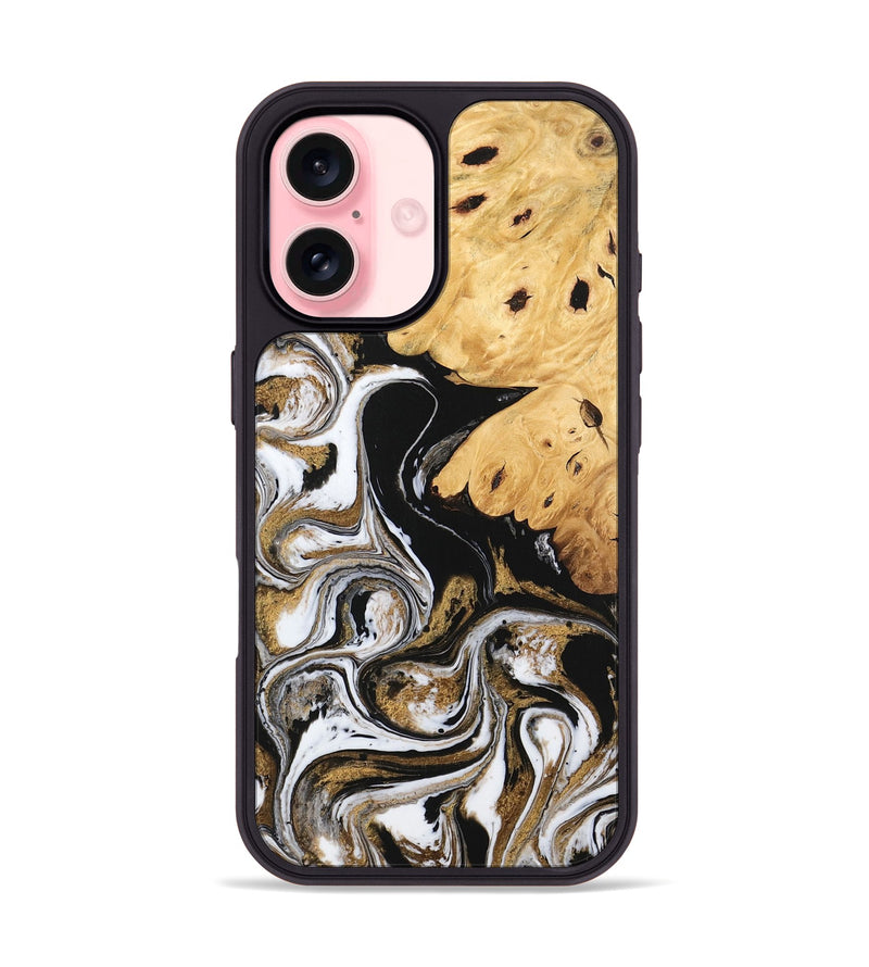 iPhone 16 Wood Phone Case - Nallely (Black & White, 745926)