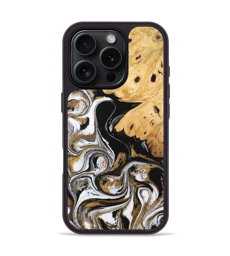 iPhone 16 Pro Wood Phone Case - Nallely (Black & White, 745926)