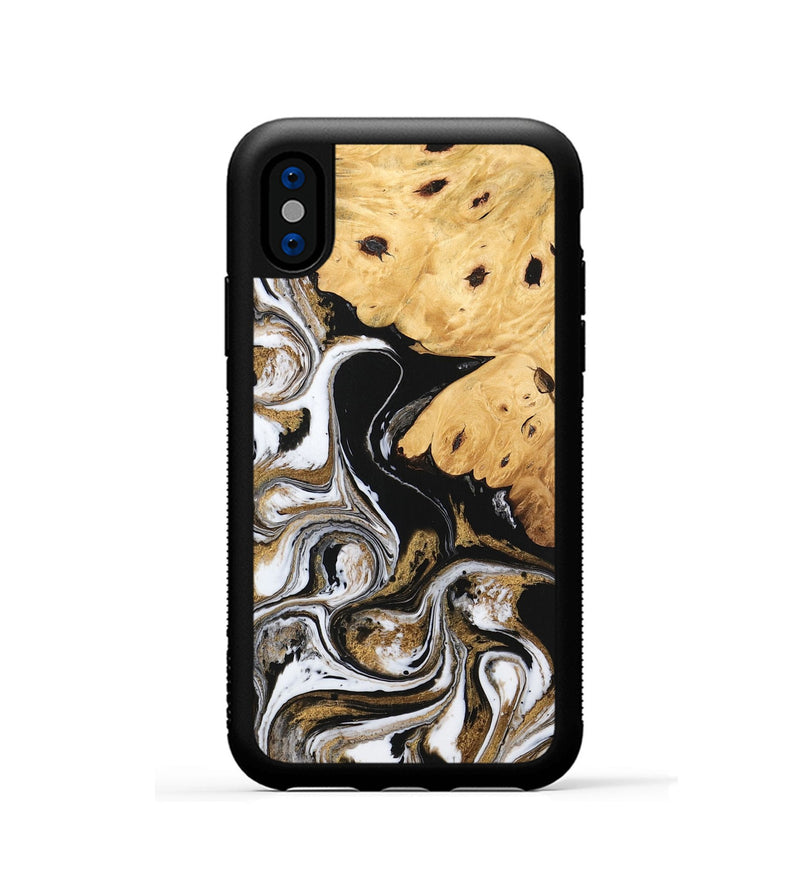 iPhone Xs Wood Phone Case - Nallely (Black & White, 745926)