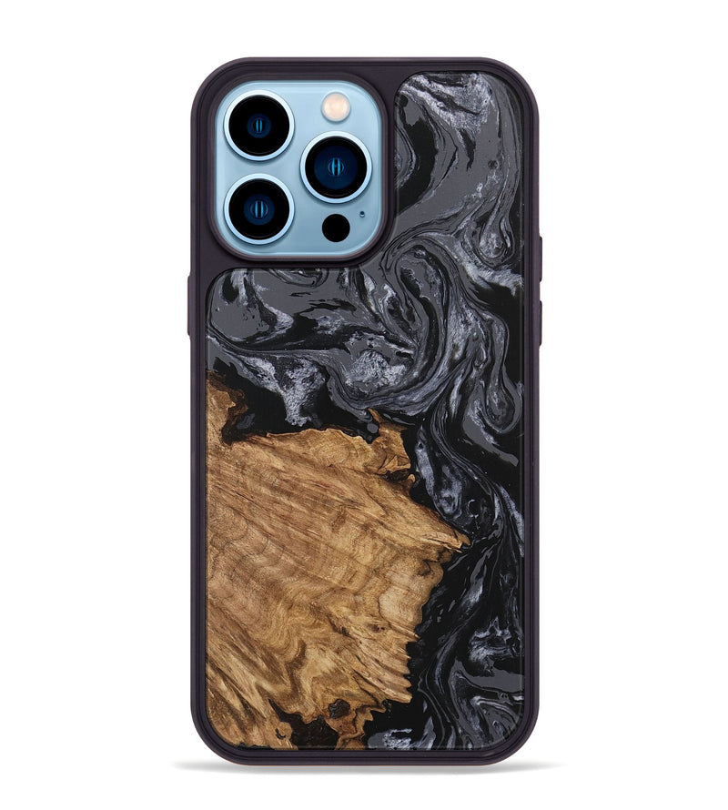 iPhone 14 Pro Max Wood Phone Case - Steven (Black & White, 745932)