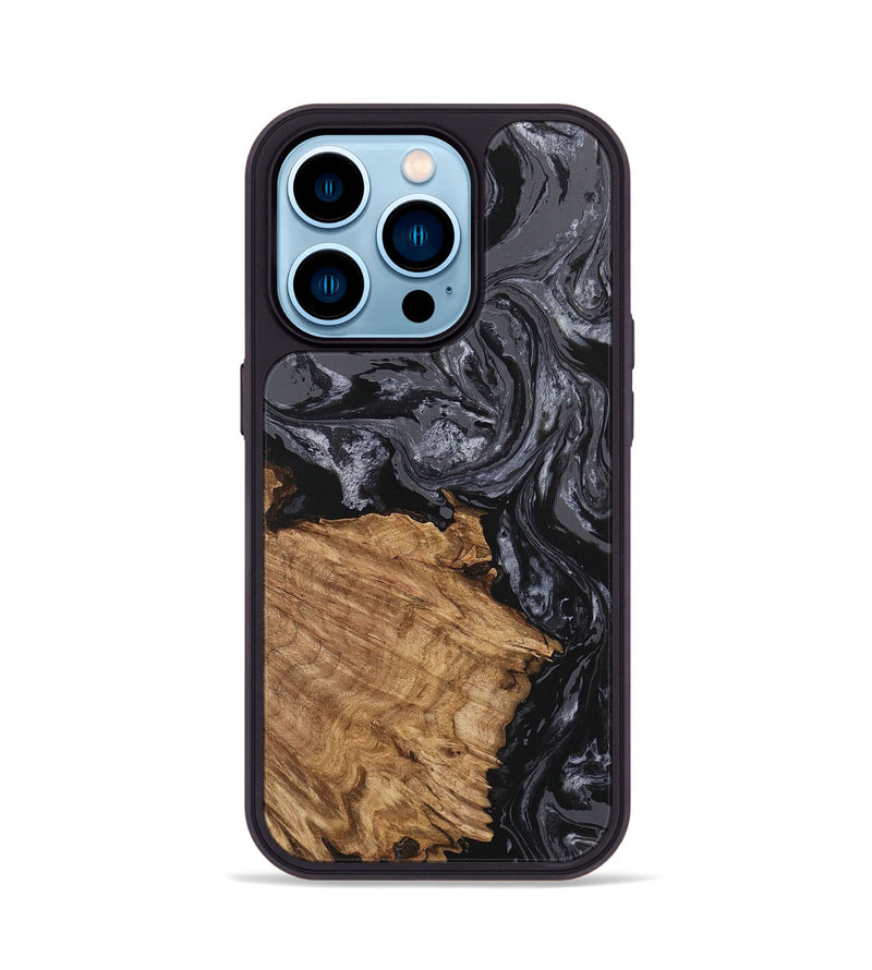 iPhone 14 Pro Wood Phone Case - Steven (Black & White, 745932)