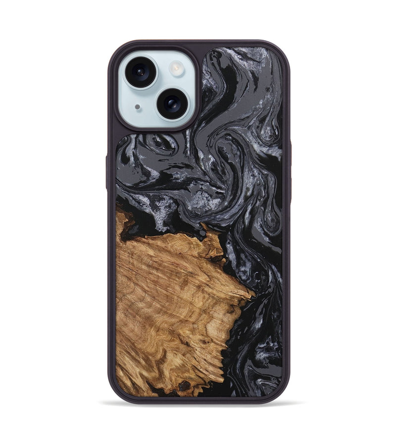 iPhone 15 Wood Phone Case - Steven (Black & White, 745932)