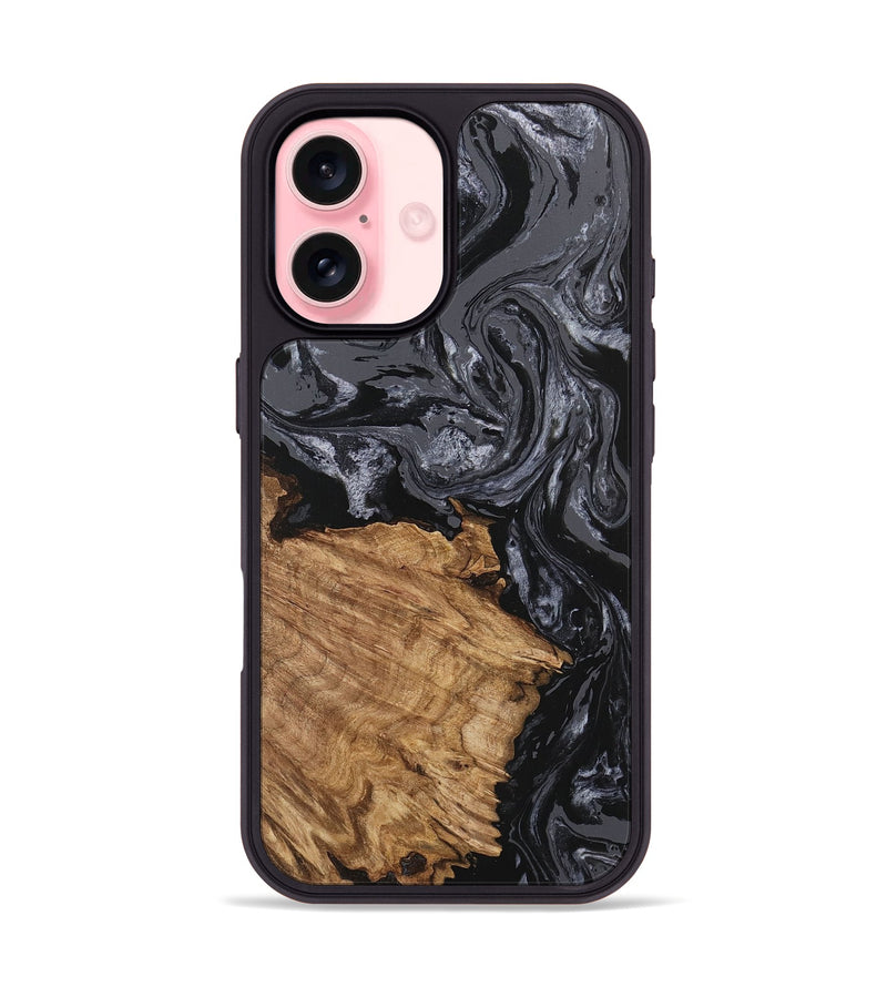 iPhone 16 Wood Phone Case - Steven (Black & White, 745932)