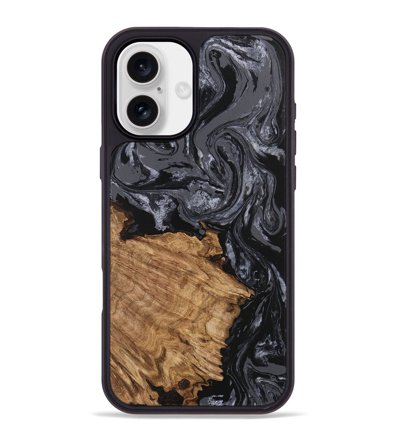 iPhone 16 Plus Wood Phone Case - Steven (Black & White, 745932)