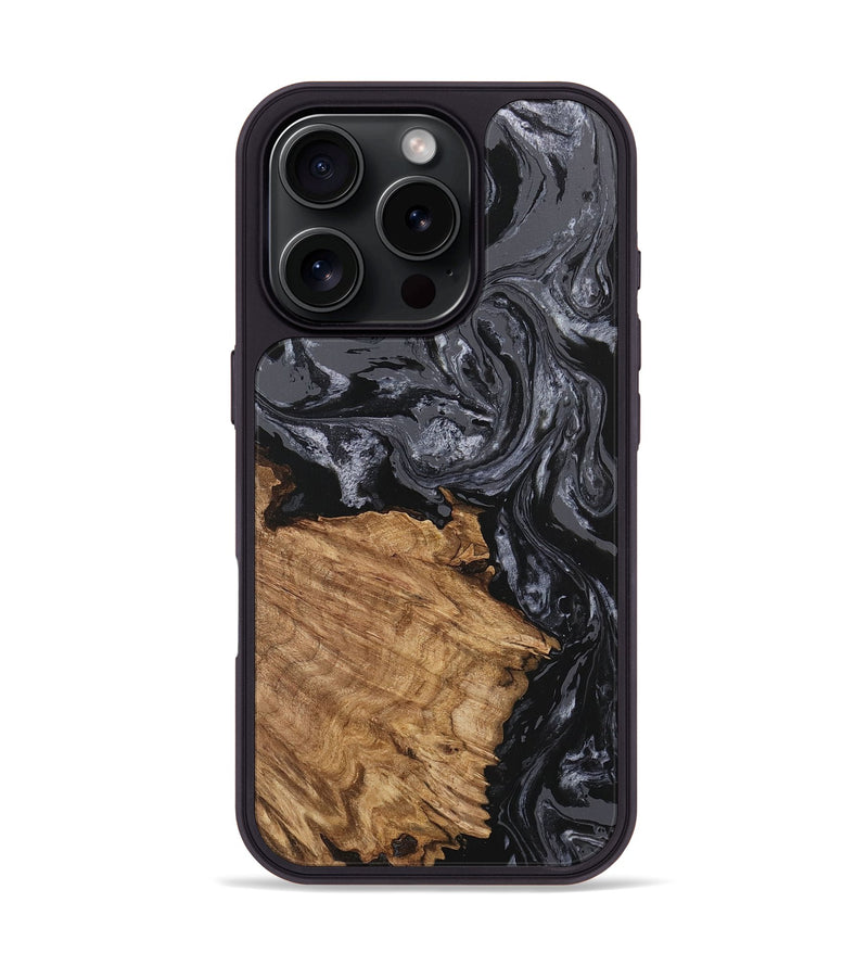 iPhone 16 Pro Wood Phone Case - Steven (Black & White, 745932)