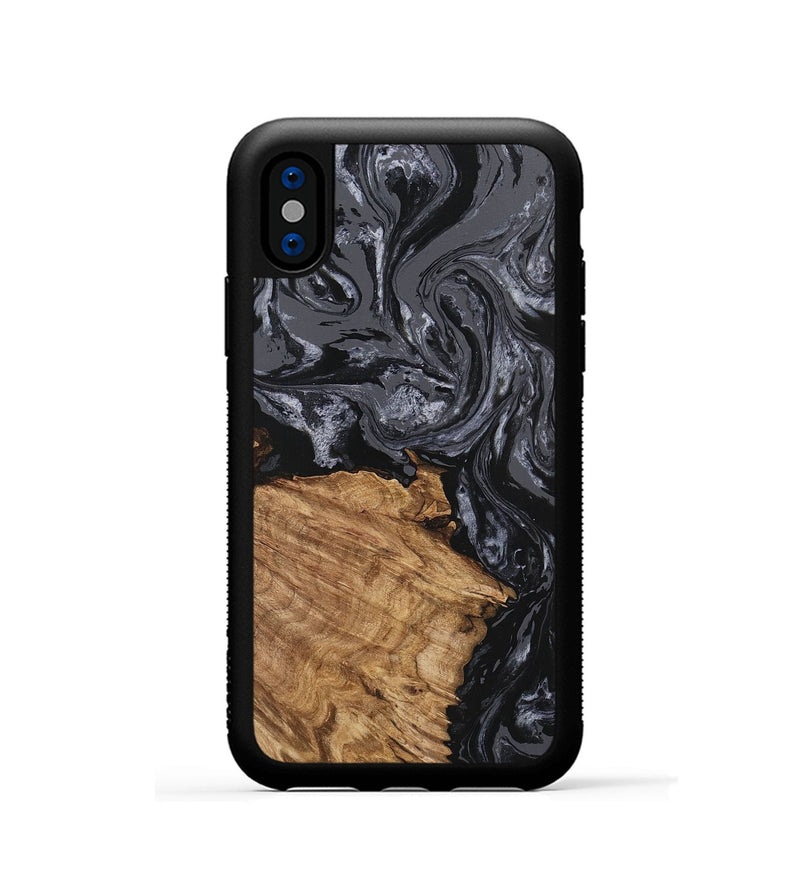 iPhone Xs Wood Phone Case - Steven (Black & White, 745932)