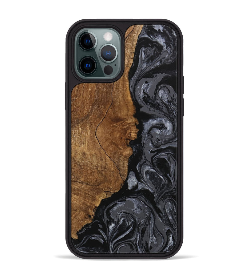 iPhone 12 Pro Max Wood Phone Case - Brett (Black & White, 745933)