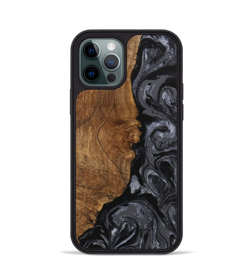 iPhone 12 Pro Wood Phone Case - Brett (Black & White, 745933)