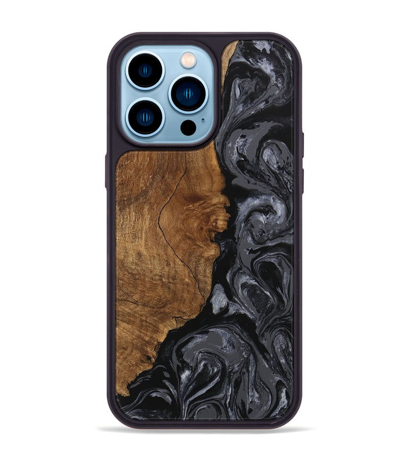 iPhone 14 Pro Max Wood Phone Case - Brett (Black & White, 745933)