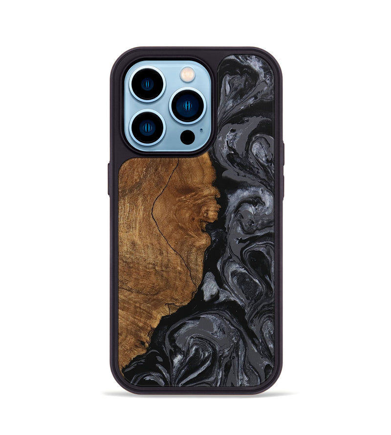 iPhone 14 Pro Wood Phone Case - Brett (Black & White, 745933)