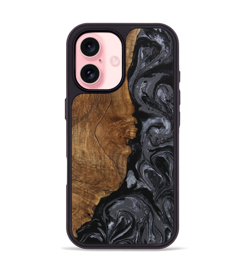 iPhone 16 Wood Phone Case - Brett (Black & White, 745933)