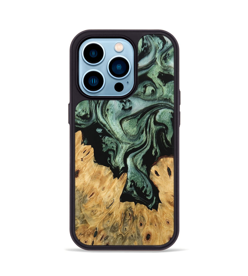 iPhone 14 Pro Wood Phone Case - Krysta (Green, 745934)