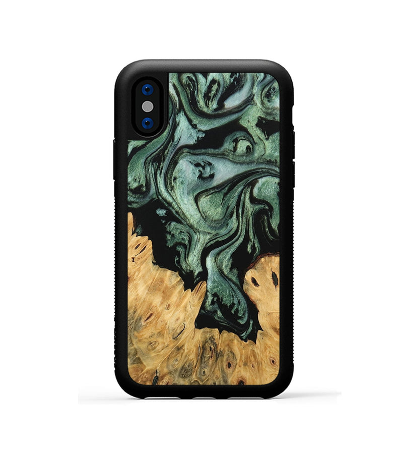 iPhone Xs Wood Phone Case - Krysta (Green, 745934)