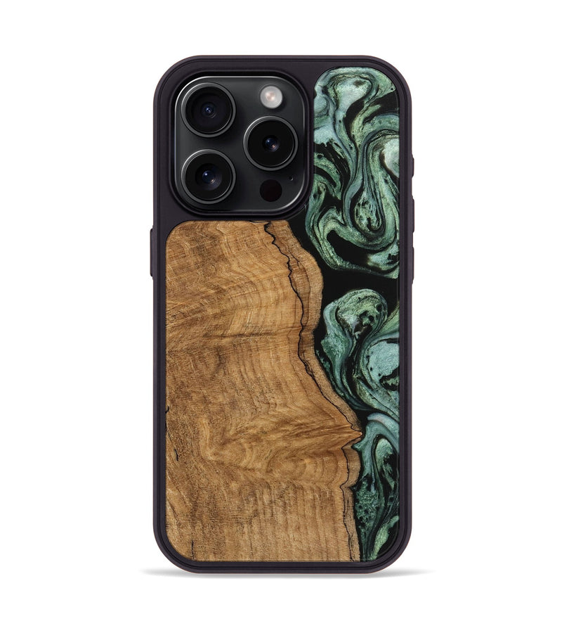 iPhone 15 Pro Wood Phone Case - Selena (Green, 745935)