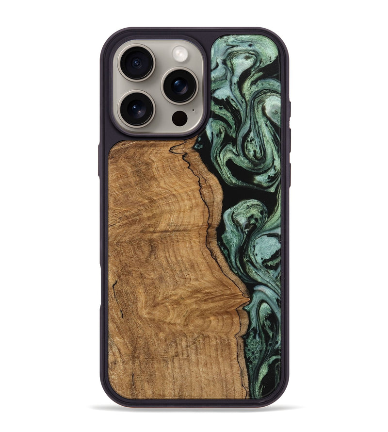 iPhone 16 Pro Max Wood Phone Case - Selena (Green, 745935)