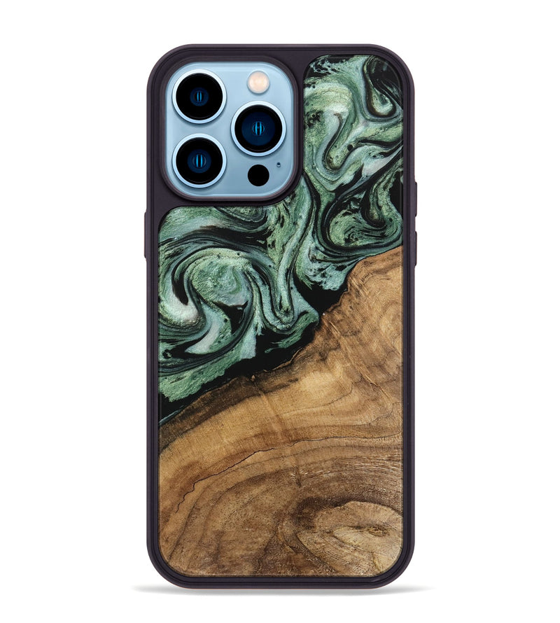 iPhone 14 Pro Max Wood Phone Case - Jaden (Green, 745937)