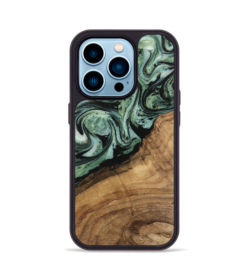 iPhone 14 Pro Wood Phone Case - Jaden (Green, 745937)