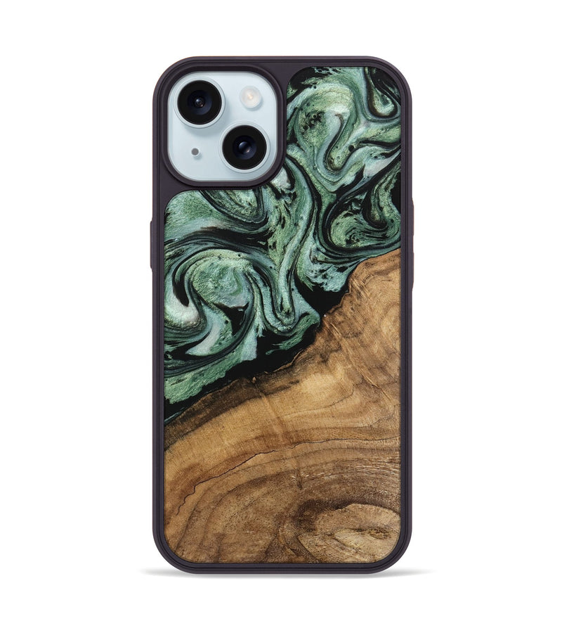 iPhone 15 Wood Phone Case - Jaden (Green, 745937)