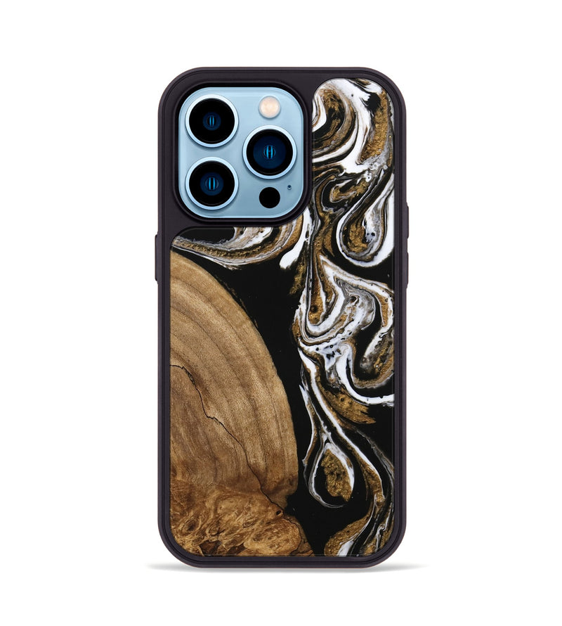 iPhone 14 Pro Wood Phone Case - Khloe (Black & White, 745938)