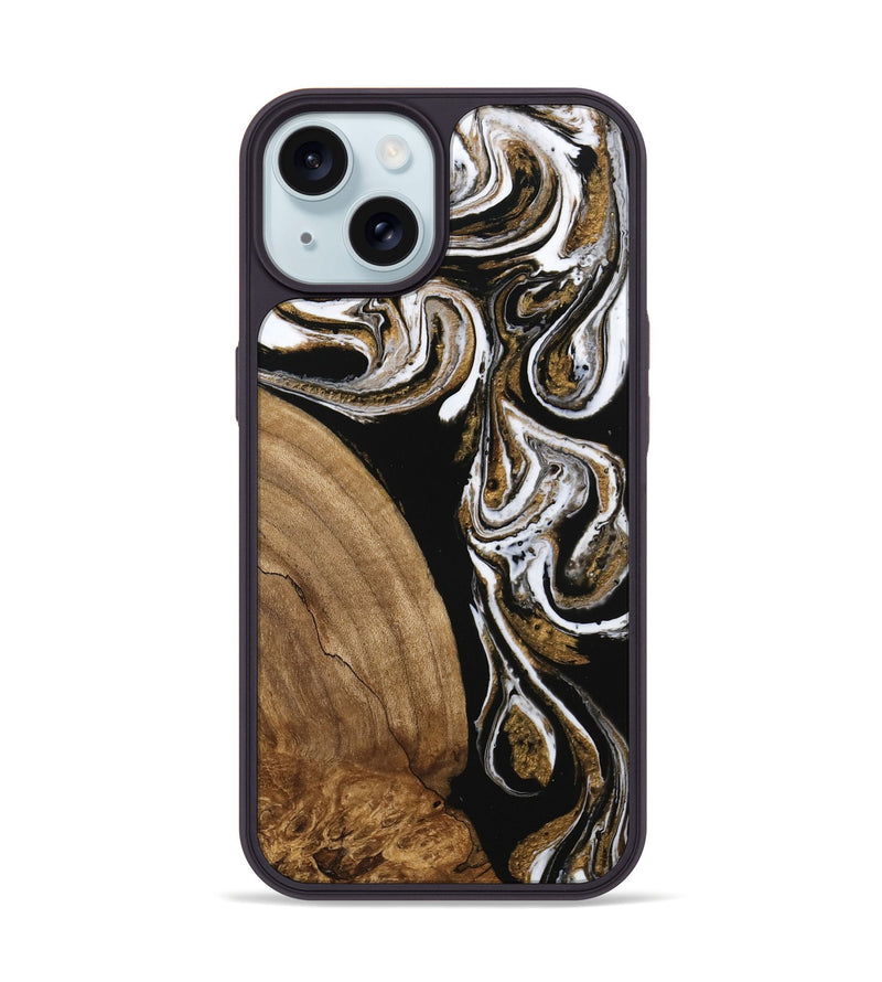 iPhone 15 Wood Phone Case - Khloe (Black & White, 745938)