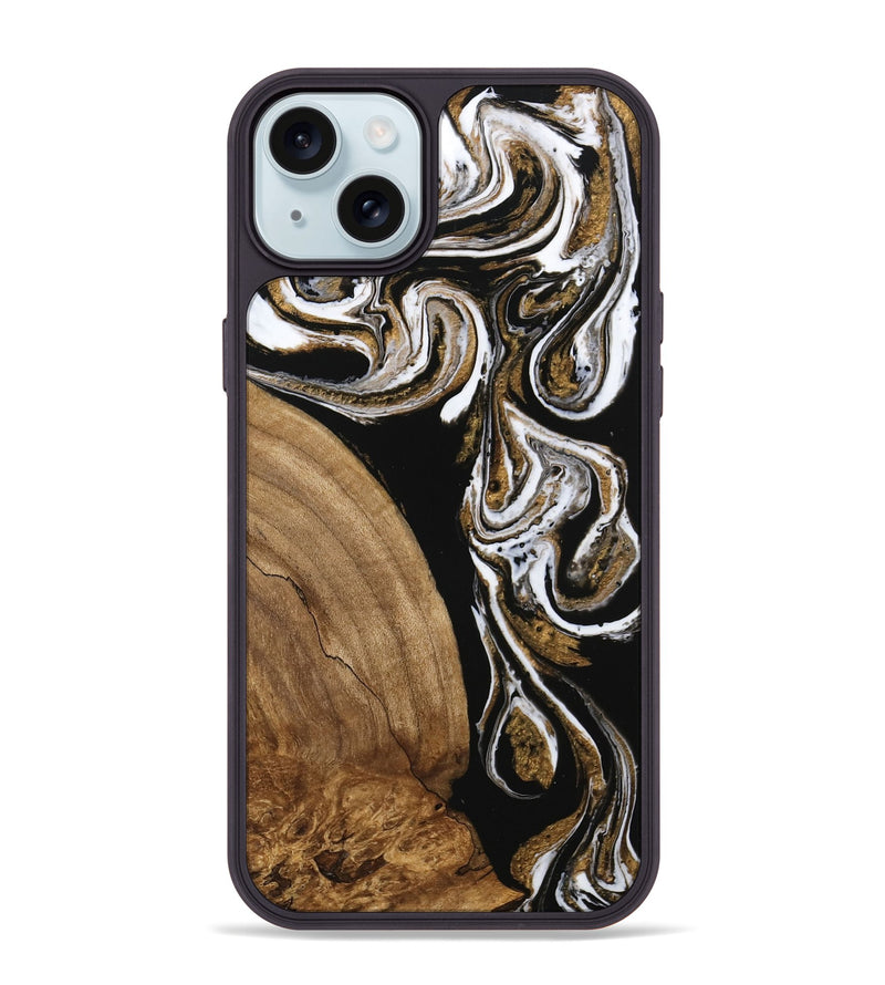 iPhone 15 Plus Wood Phone Case - Khloe (Black & White, 745938)