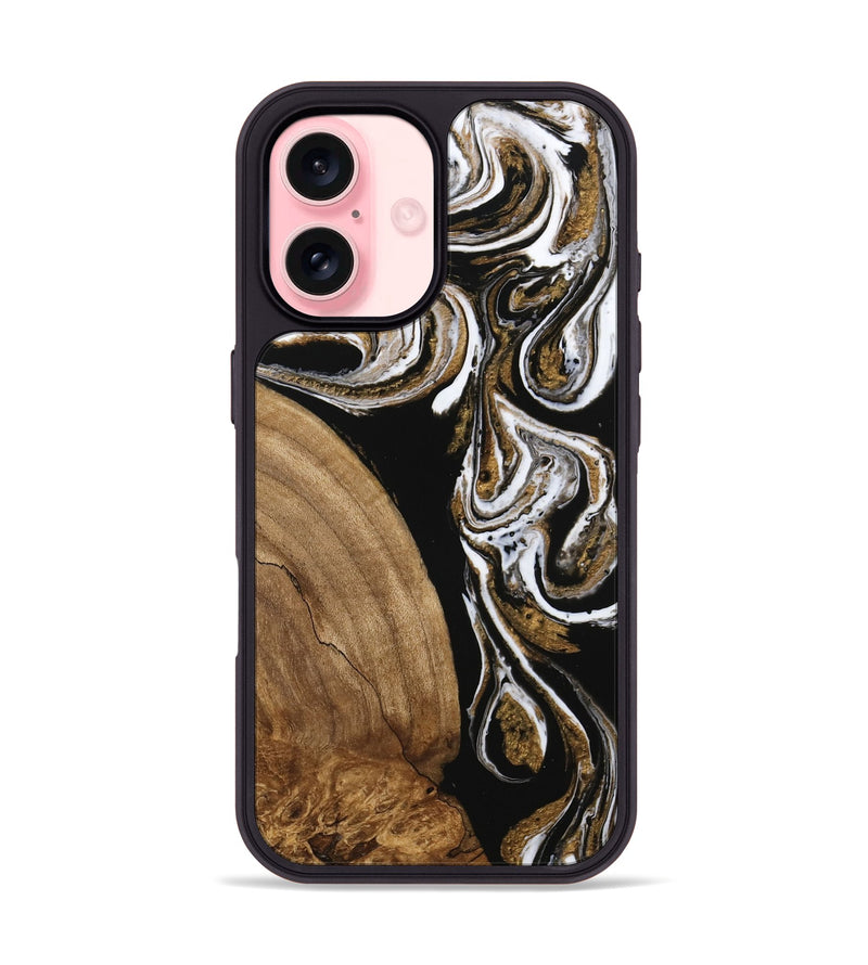 iPhone 16 Wood Phone Case - Khloe (Black & White, 745938)