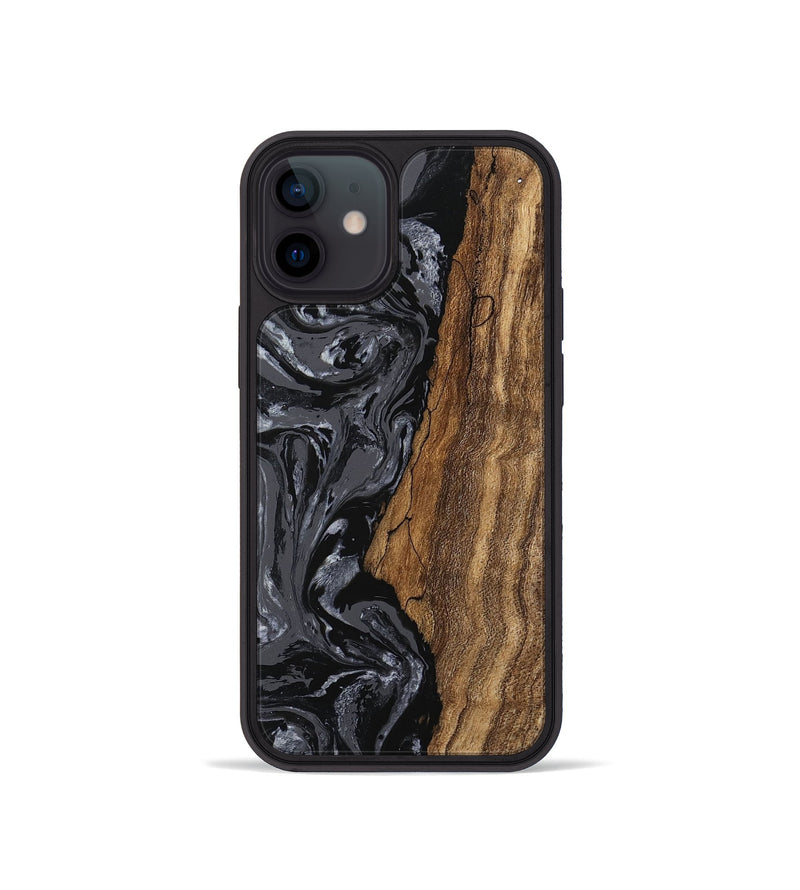 iPhone 12 mini Wood Phone Case - Terese (Black & White, 745939)