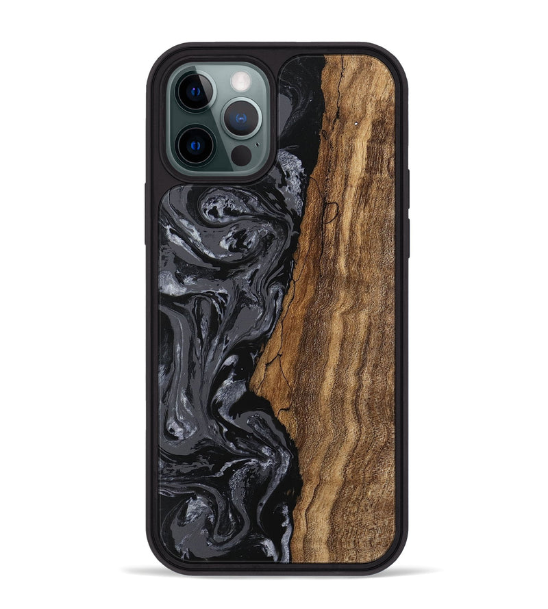 iPhone 12 Pro Max Wood Phone Case - Terese (Black & White, 745939)