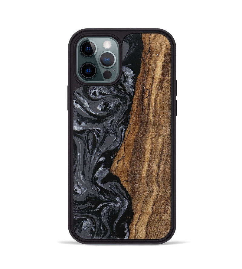 iPhone 12 Pro Wood Phone Case - Terese (Black & White, 745939)