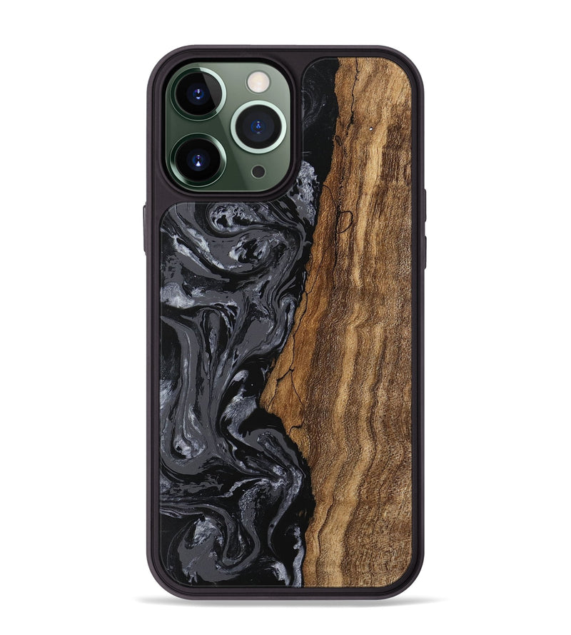 iPhone 13 Pro Max Wood Phone Case - Terese (Black & White, 745939)