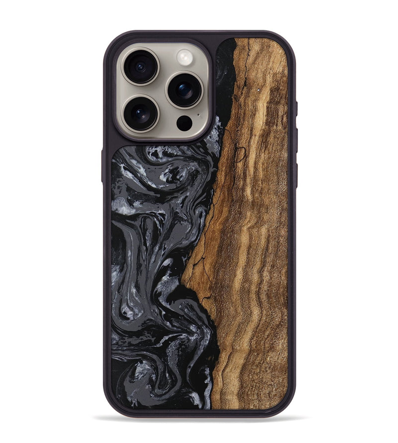 iPhone 15 Pro Max Wood Phone Case - Terese (Black & White, 745939)