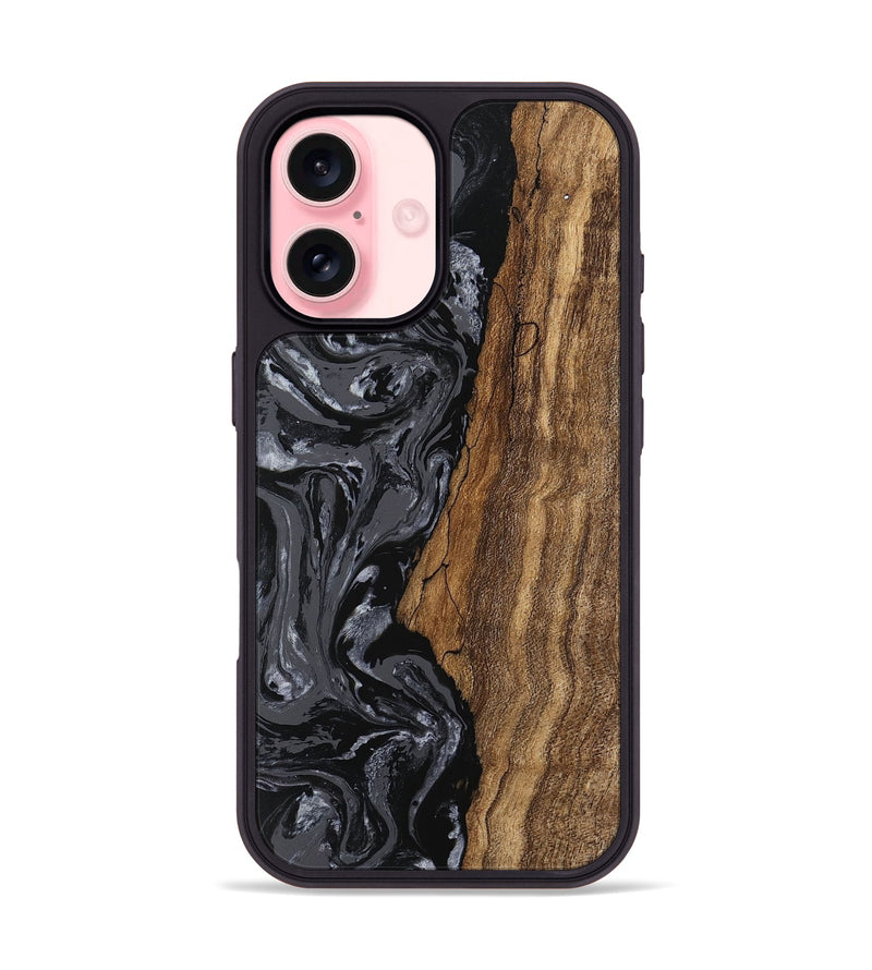 iPhone 16 Wood Phone Case - Terese (Black & White, 745939)