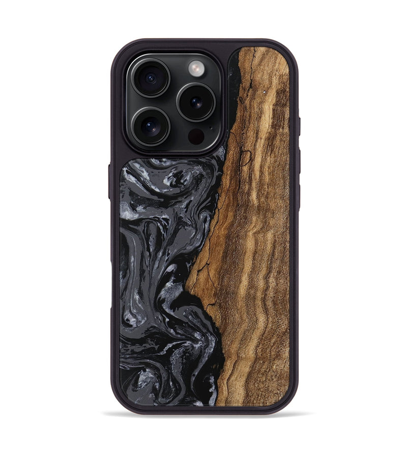 iPhone 16 Pro Wood Phone Case - Terese (Black & White, 745939)