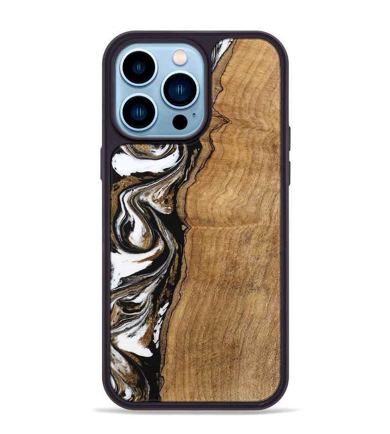 iPhone 14 Pro Max Wood Phone Case - Thiago (Black & White, 745940)