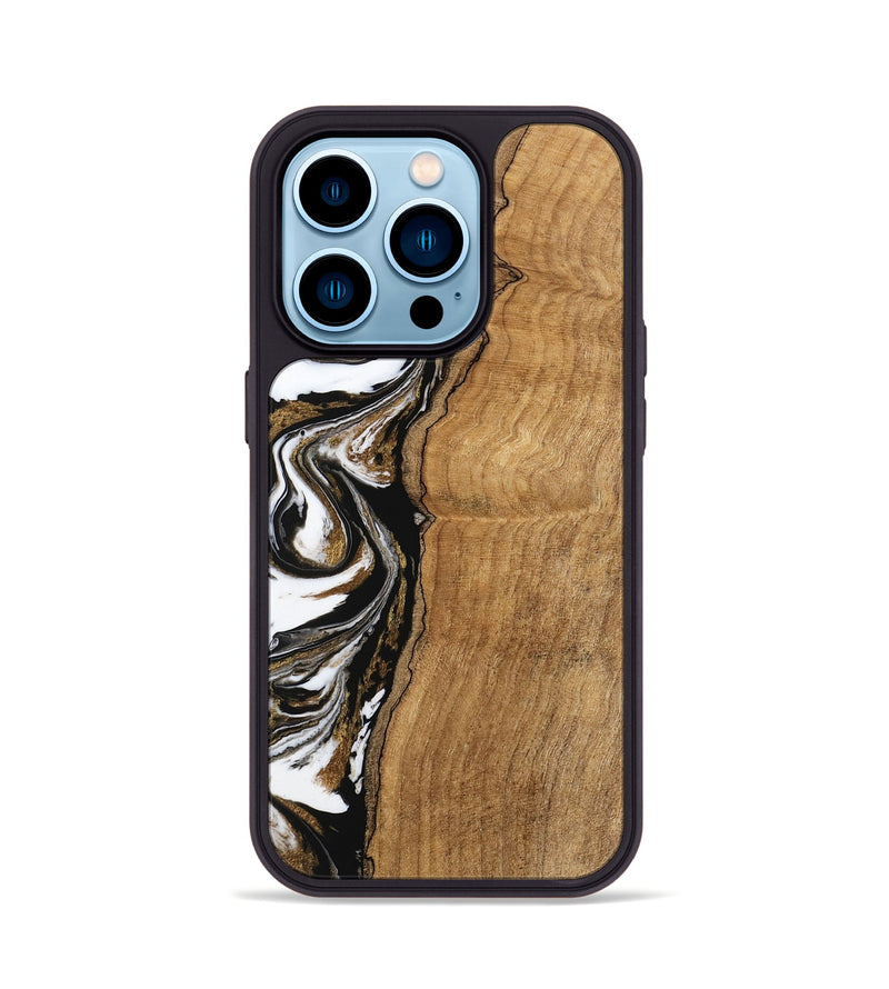 iPhone 14 Pro Wood Phone Case - Thiago (Black & White, 745940)