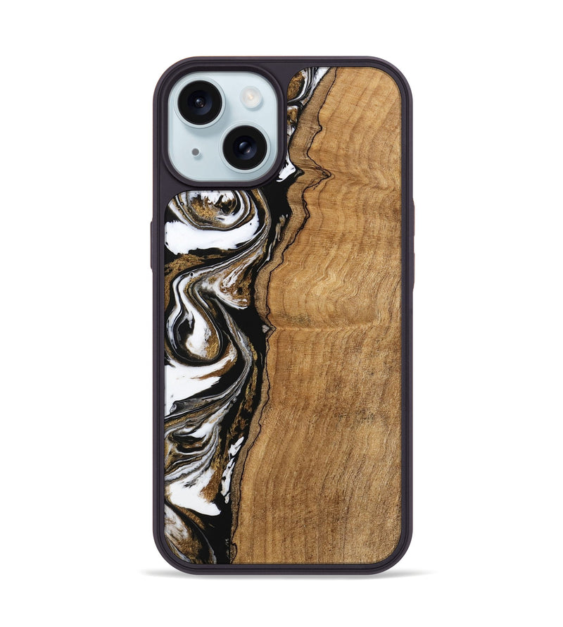 iPhone 15 Wood Phone Case - Thiago (Black & White, 745940)