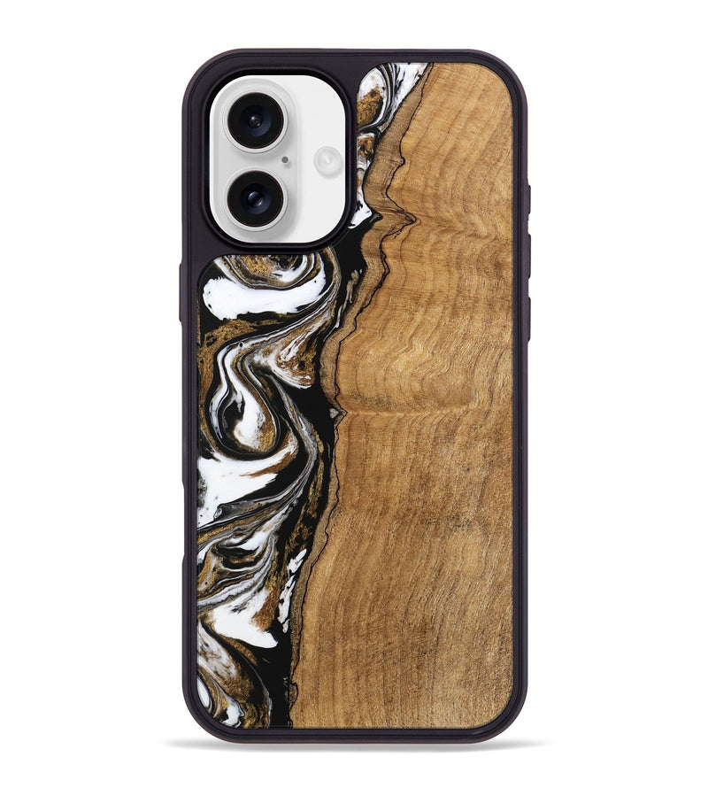 iPhone 16 Plus Wood Phone Case - Thiago (Black & White, 745940)